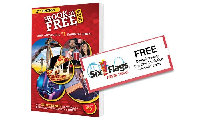 2024 Book of Free with 1 Six Flags Fiesta Texas Ticket
